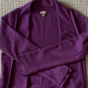 J. Jill 100% Cashmere XS Wrap Cardigan Soft Sweater Plum Purple